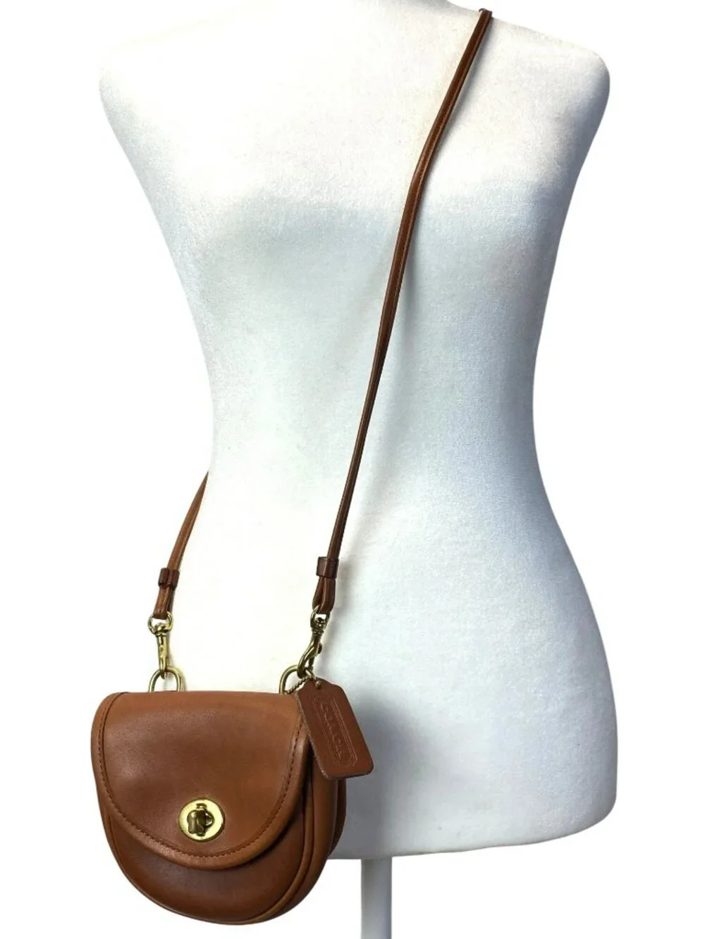 Vintage Coach Watson Bag B7C-9826 British Tan Brown Leather Brass Crossbody 9826 - Picture 12 of 13